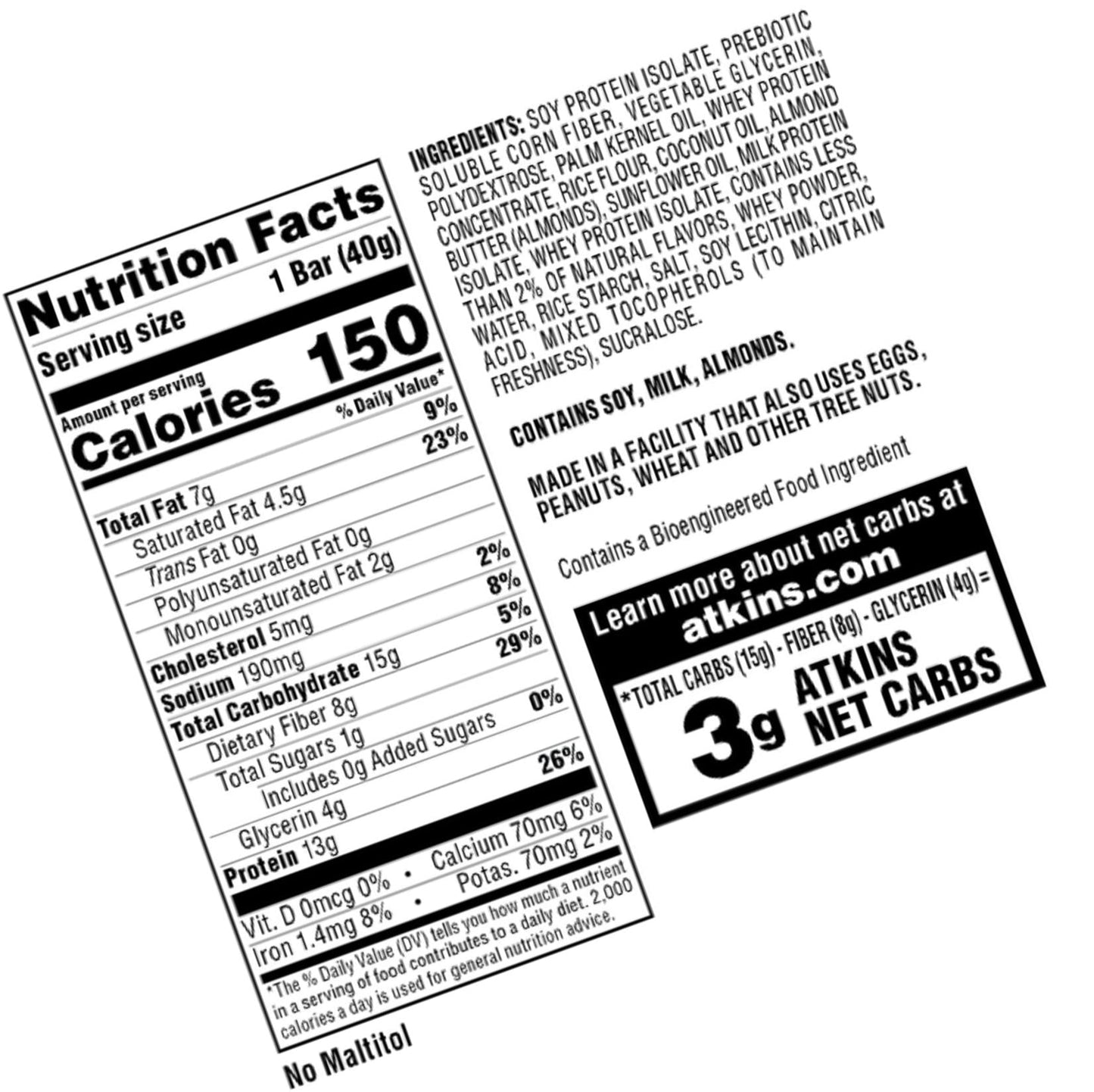 Atkins Atkins Gluten Free Snack bar, Lemon bar, Keto Friendly, 8 Count (Value Pack)