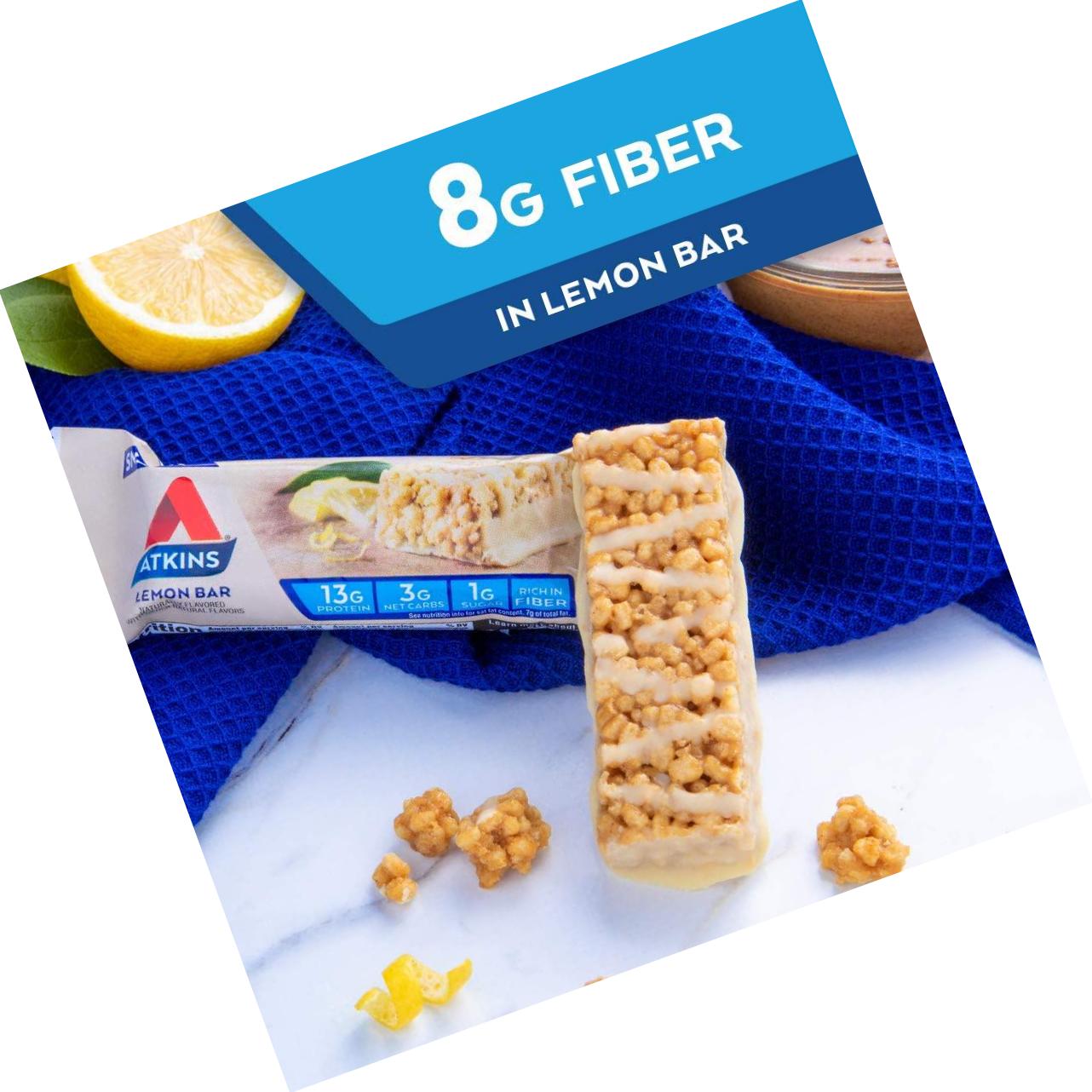 Atkins Atkins Gluten Free Snack bar, Lemon bar, Keto Friendly, 8 Count (Value Pack)