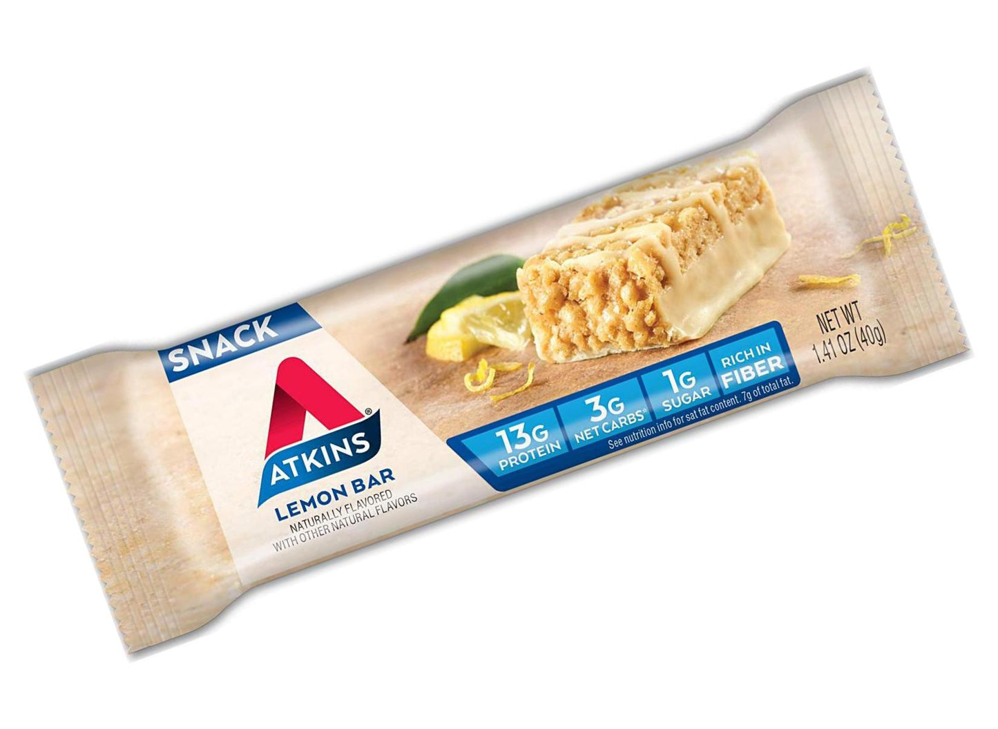 Atkins Atkins Gluten Free Snack bar, Lemon bar, Keto Friendly, 8 Count (Value Pack)