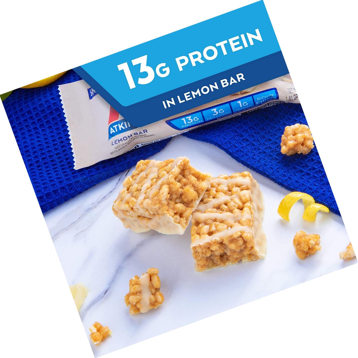 Atkins Atkins Gluten Free Snack bar, Lemon bar, Keto Friendly, 8 Count (Value Pack)