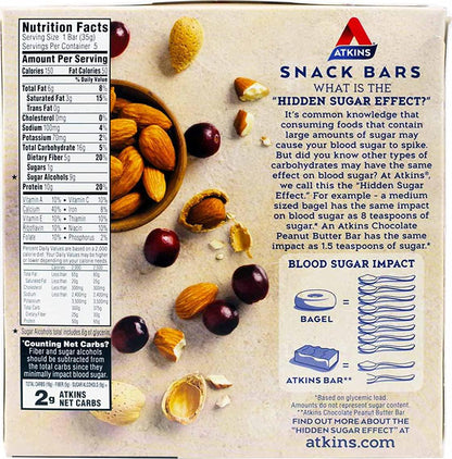 Atkins Cranberry Almond Bar 3 Boxes of 5 Bars (15 total bars)