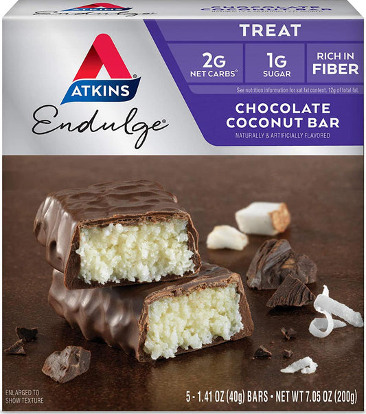 Atkins Endulge Bar, Chocolate Coconut Bar, Keto Friendly, 5-pk