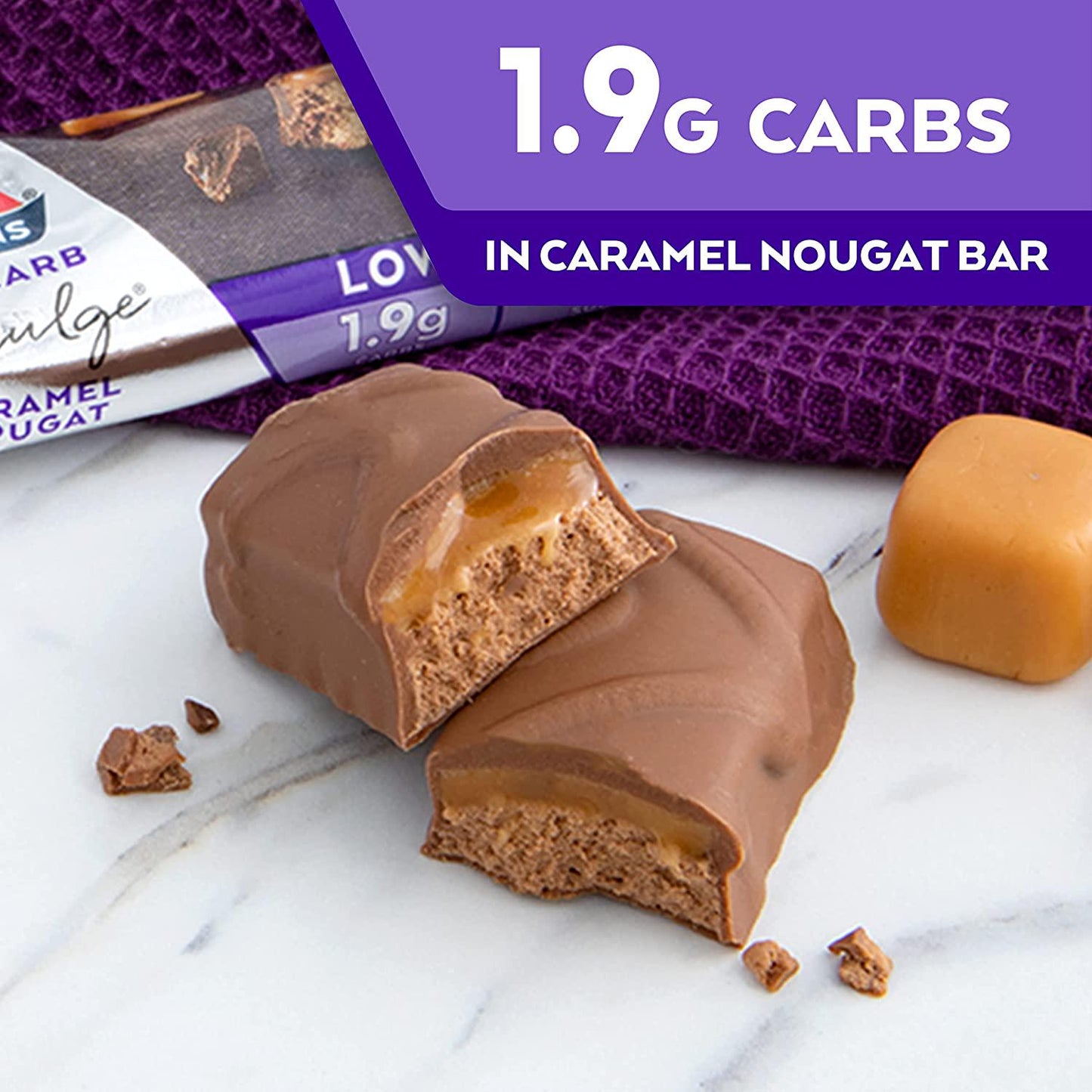 Atkins Endulge Caramel Nougat Bars | Keto Friendly Bars | 15 x 35g Low Carb Chocolate Bars | Low Carb, Low Sugar, High Fibre | 15 Bar Pack