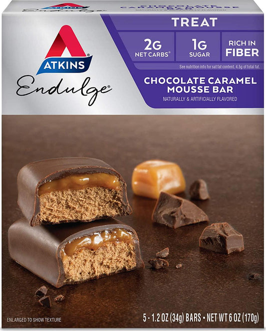 Atkins Endulge Treat Chocolate Caramel Mousse Bar. Rich Chocolate and Fluffy Mousse. Keto-Friendly. (5 Bars)