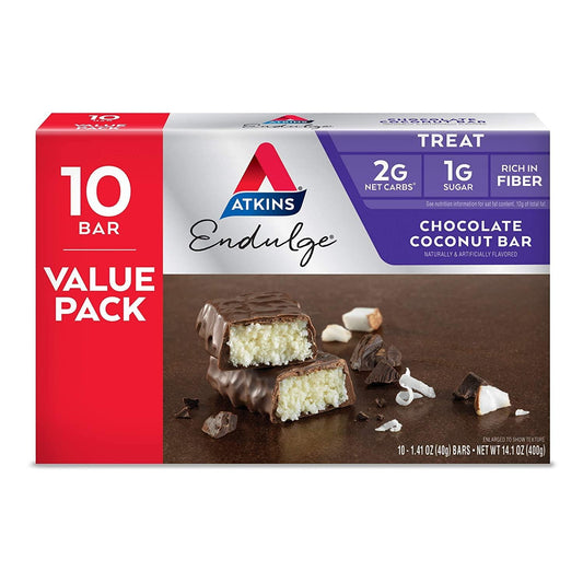 Atkins Endulge Treat Chocolate Coconut Bar. Rich Coconut and Decadent Chocolate. Keto-Friendly. Value Pack (10 Bars)