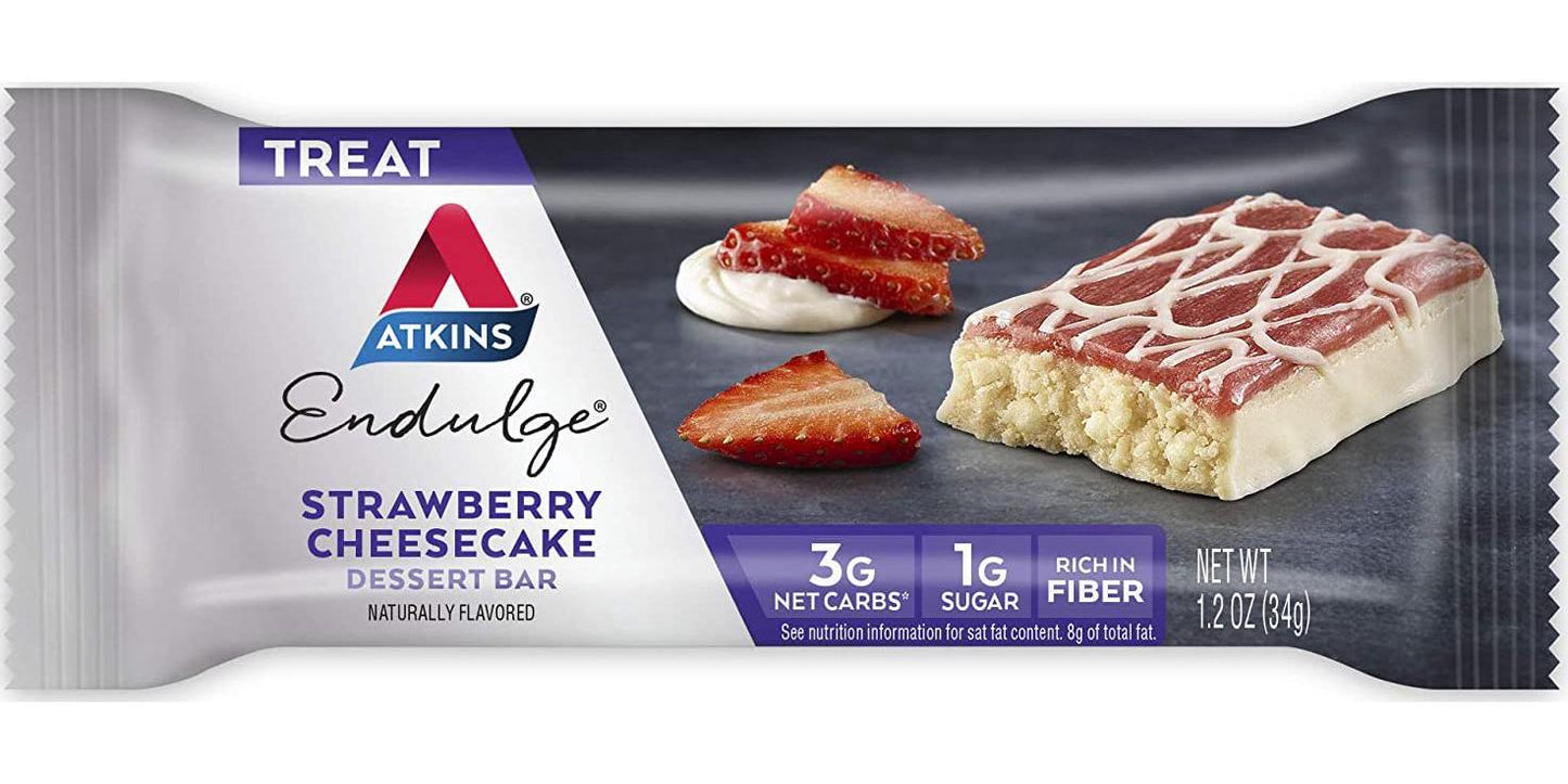 Atkins Endulge Treat Strawberry Cheesecake Dessert Bar. Rich and Creamy Dessert Favorites. Keto-Friendly. (30 Bars)