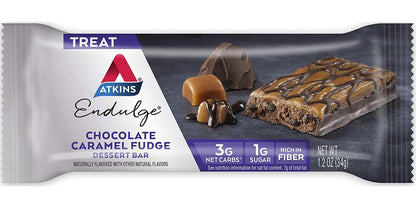 Atkins Endulge Treat Chocolate Caramel Fudge Dessert Bar. Rich and Creamy Dessert Favorites. Keto-Friendly. (30 Bars)