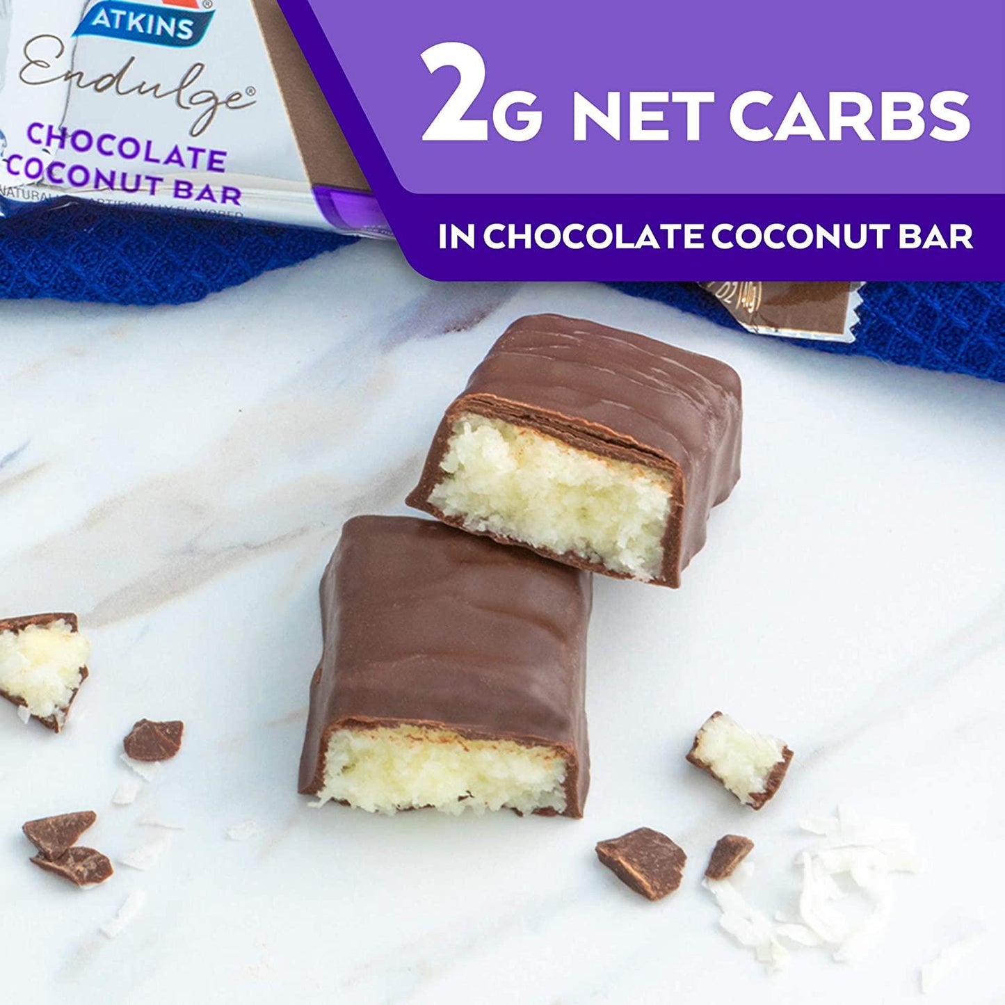 Atkins Endulge Treat Chocolate Coconut Bar. Rich Coconut and Decadent Chocolate. Keto-Friendly. Value Pack (10 Bars)