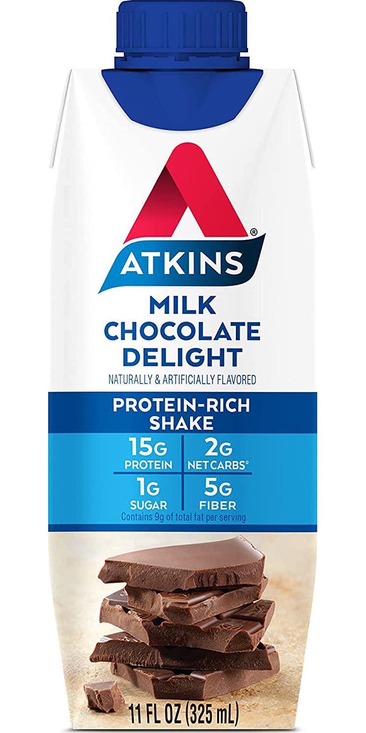 Atkins Gluten Free Protein-Rich Shake, Milk Chocolate Delight, Keto Friendly (Pack of 12), 11 Fl Oz
