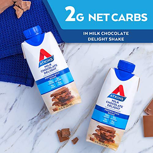 Atkins Gluten Free Protein-Rich Shake, Milk Chocolate, Keto-Friendly, 4 Count