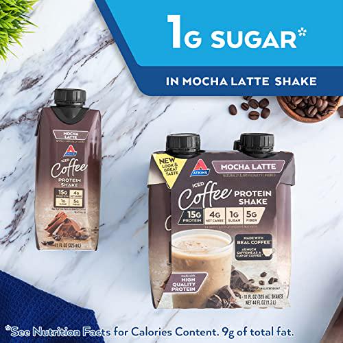 Atkins Gluten Free Protein-Rich Shake, Mocha Latte, Keto Friendly, 15 Count