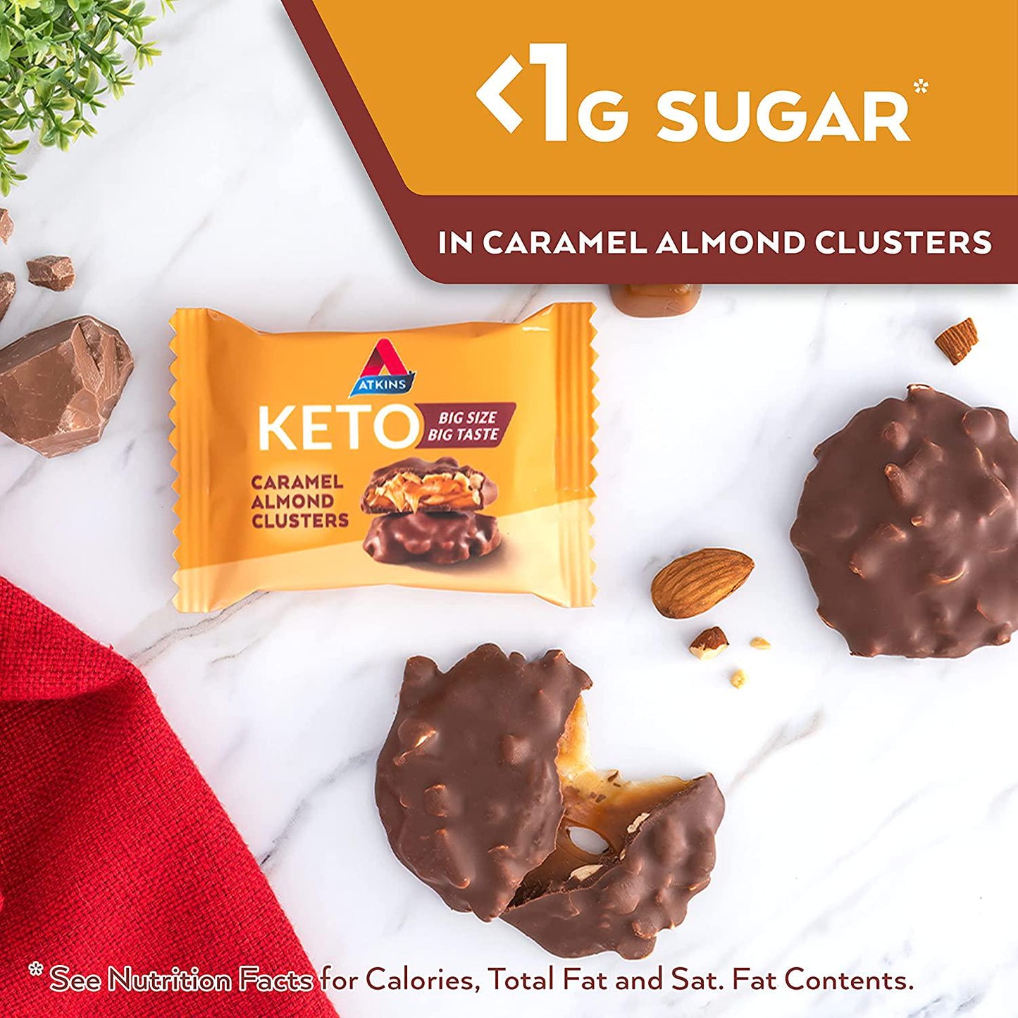 Atkins Keto Caramel Almond Clusters, Keto-Friendly, 8 Count