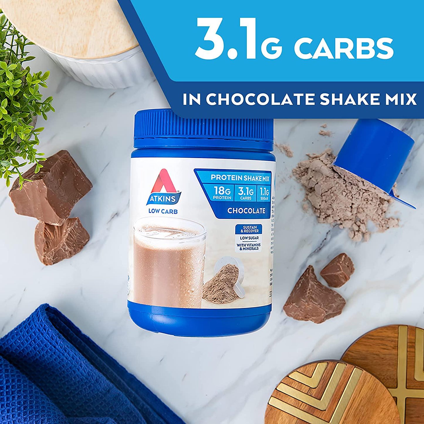 Atkins Low Carb Protein Shake Mix Chocolate, 330 grams