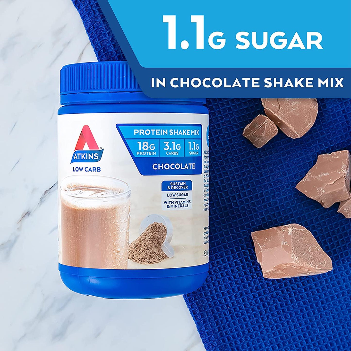 Atkins Low Carb Protein Shake Mix Chocolate, 330 grams