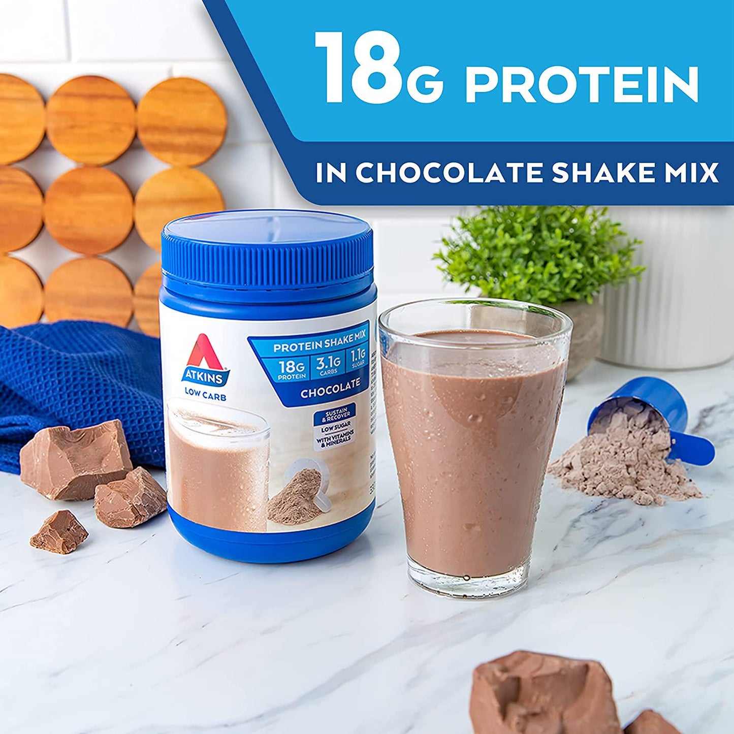Atkins Low Carb Protein Shake Mix Chocolate, 330 grams