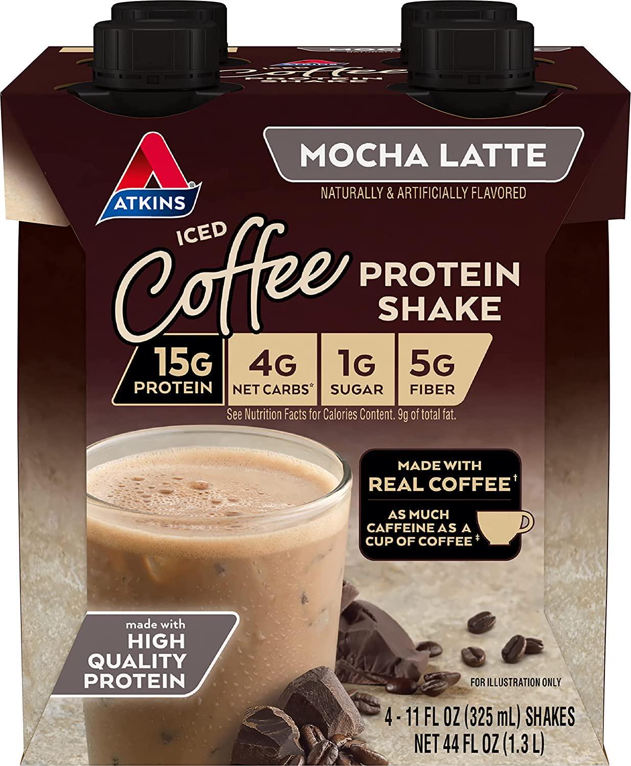 Atkins Mocha Latte Protein-Rich Shake. With Protein. Keto-Friendly and Gluten Free. (4 Shakes)