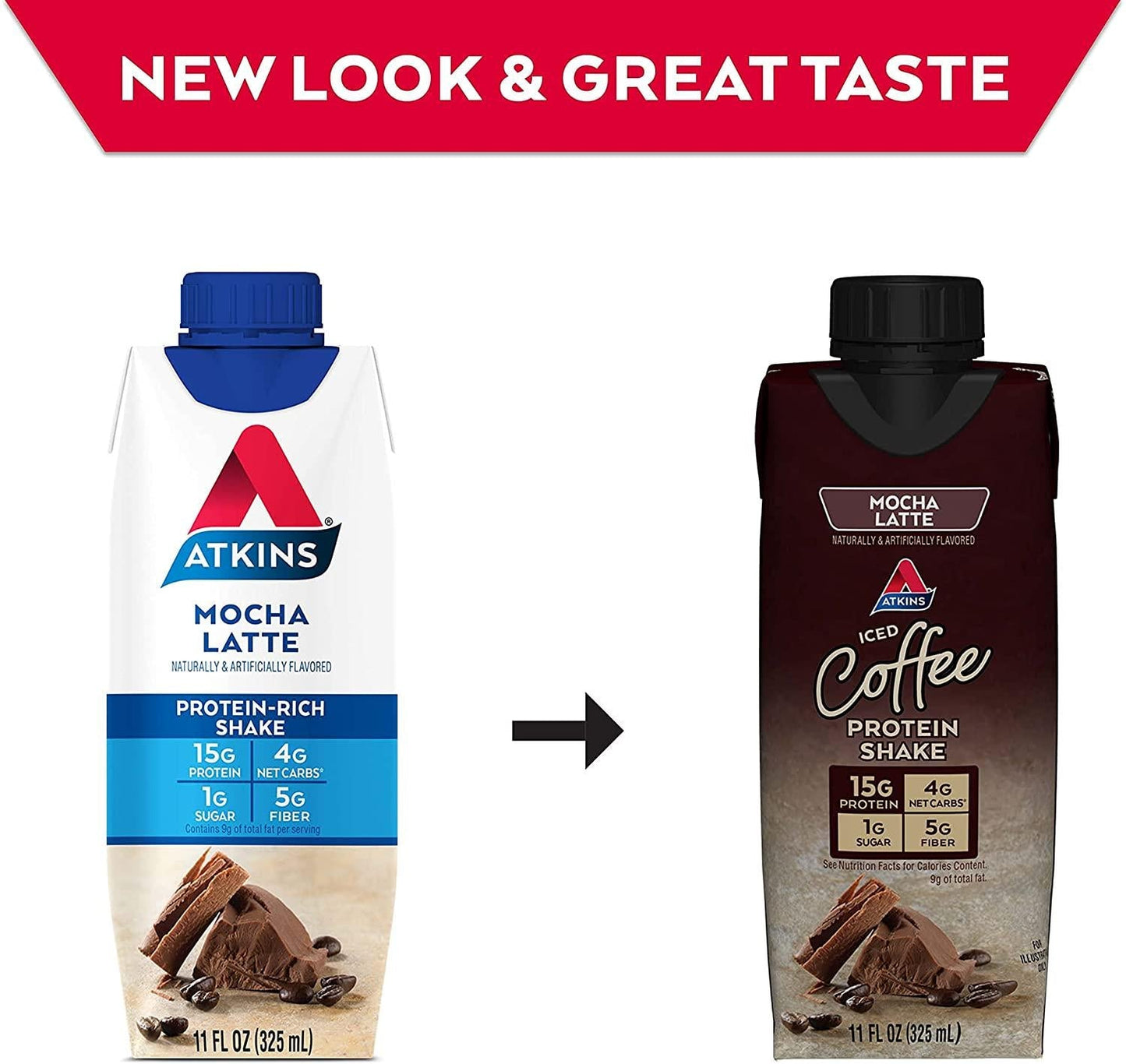 Atkins Mocha Latte Protein-Rich Shake. With Protein. Keto-Friendly and Gluten Free. (4 Shakes)