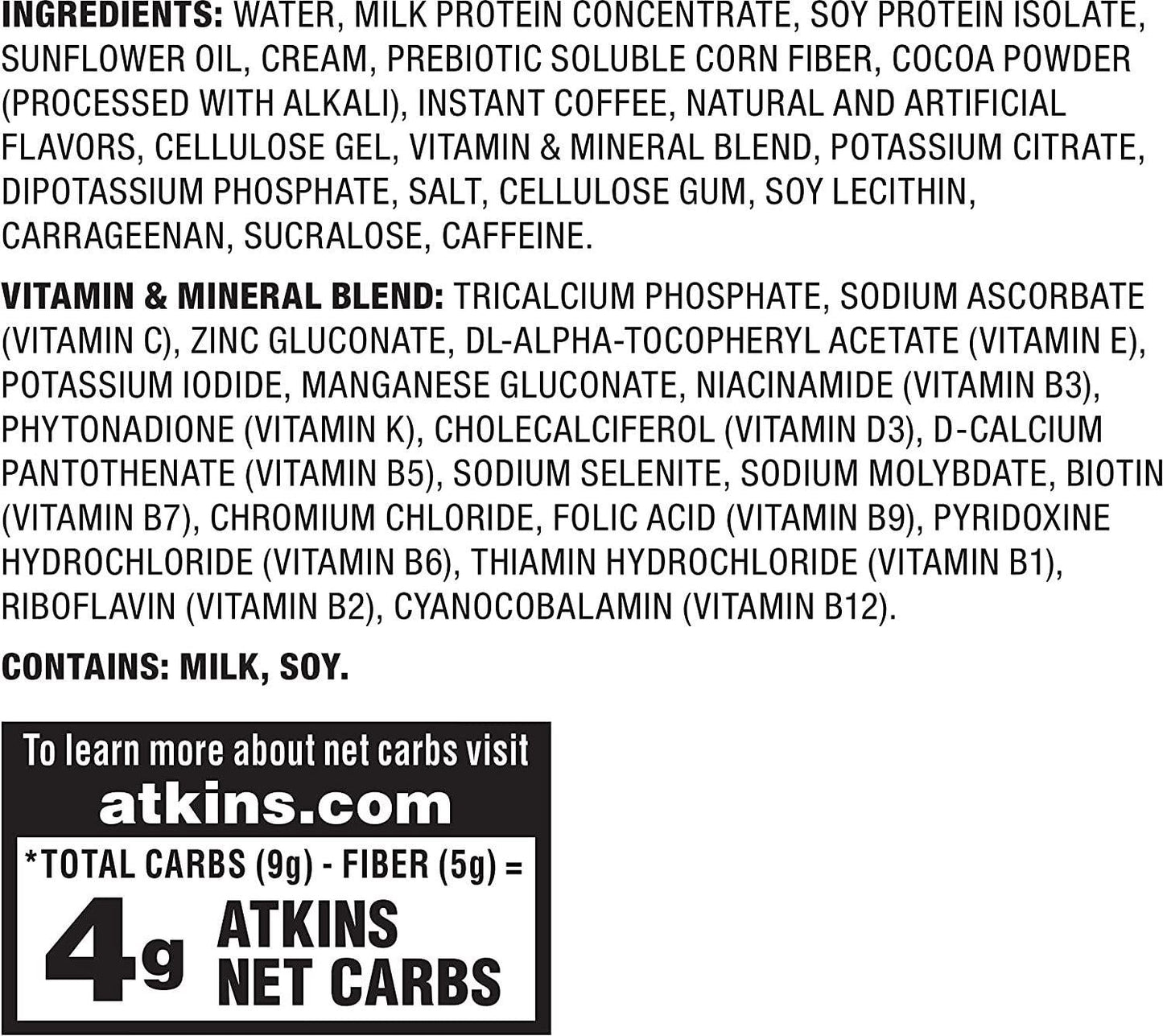 Atkins Mocha Latte Protein-Rich Shake. With Protein. Keto-Friendly and Gluten Free. (4 Shakes)