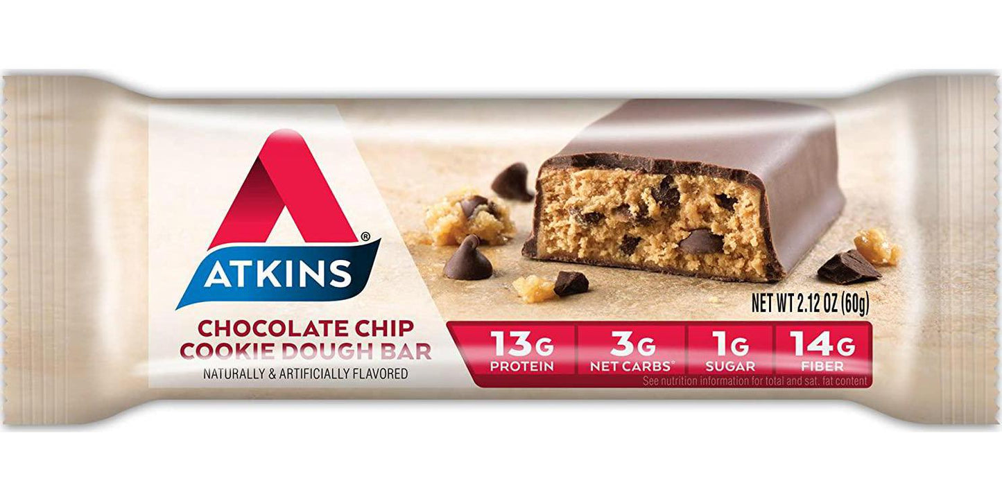Atkins Protein-Rich Meal Bar, Chocolate Chip Cookie Dough, Keto Friendly, 5 Count (Pack of 6)