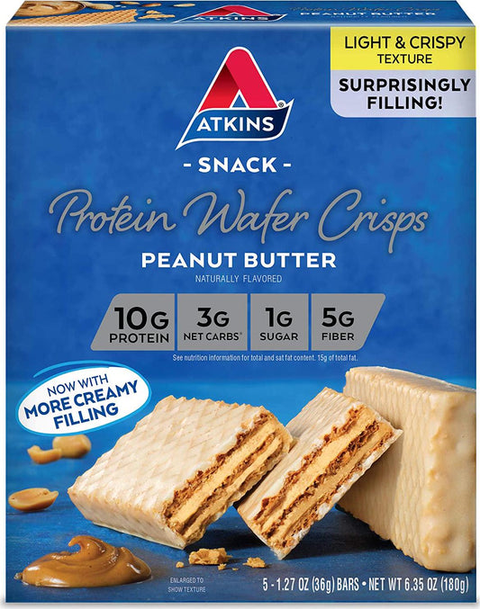 Atkins Protein Wafer Crisps, Peanut Butter, Keto Friendly, 5 Count