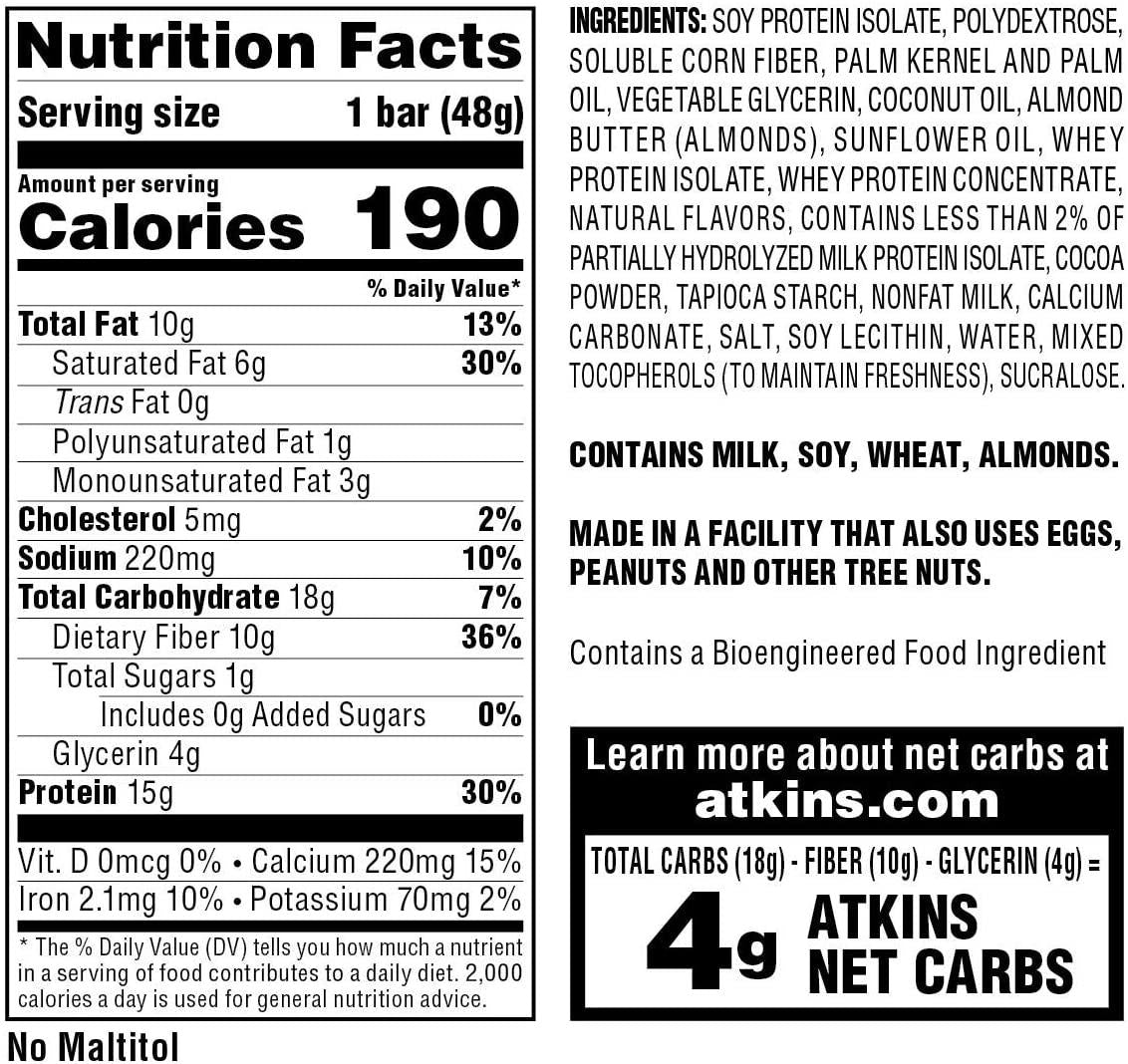 Atkins S'mores Protein Meal Bar. Crispy and Creamy with Real Almond Butter. Keto Friendly. (30 Bars)