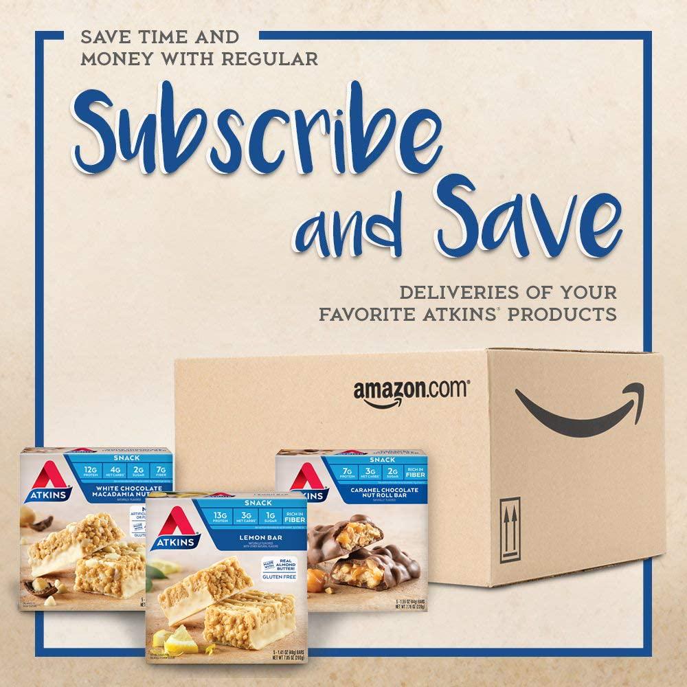 Atkins Snack Bar, Caramel Chocolate Nut Roll, Keto Friendly, 30 Count (Value Pack)