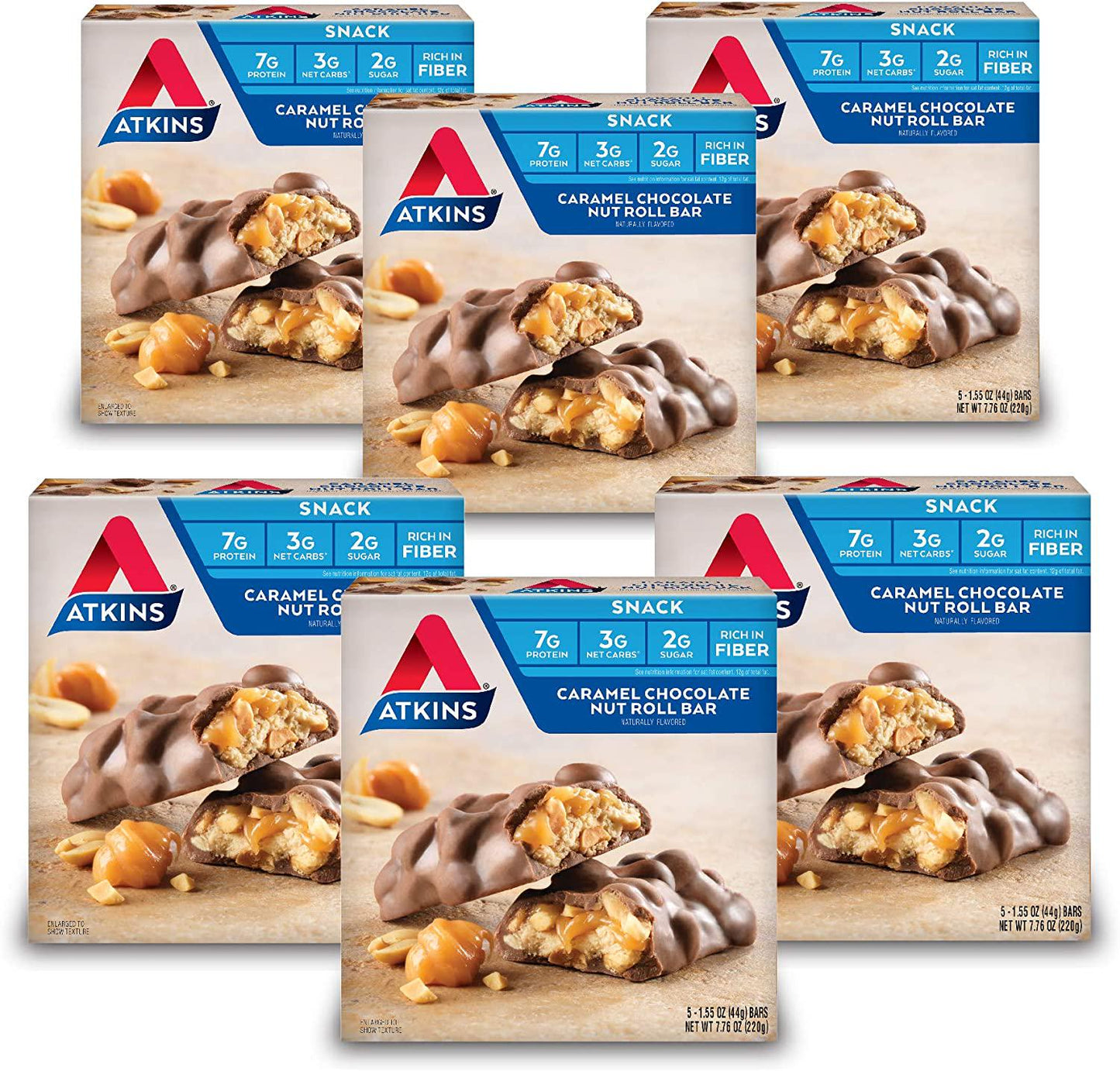 Atkins Snack Bar, Caramel Chocolate Nut Roll, Keto Friendly, 30 Count (Value Pack)