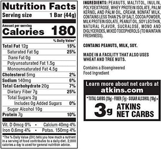 Atkins Snack Bar, Caramel Chocolate Nut Roll, Keto Friendly, 1.55 Ounce (5 Bars)
