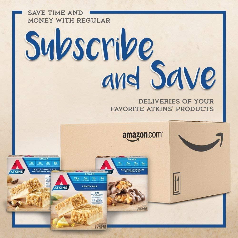 Atkins Snack Bar, Caramel Double Chocolate Crunch, Keto Friendly, 7.76 Ounce, Silver, 5 Count (Pack of 1) (305211)