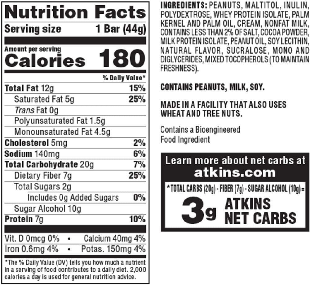 Atkins Snack Bar, Caramel Chocolate Nut Roll, Keto Friendly, 30 Count (Value Pack)