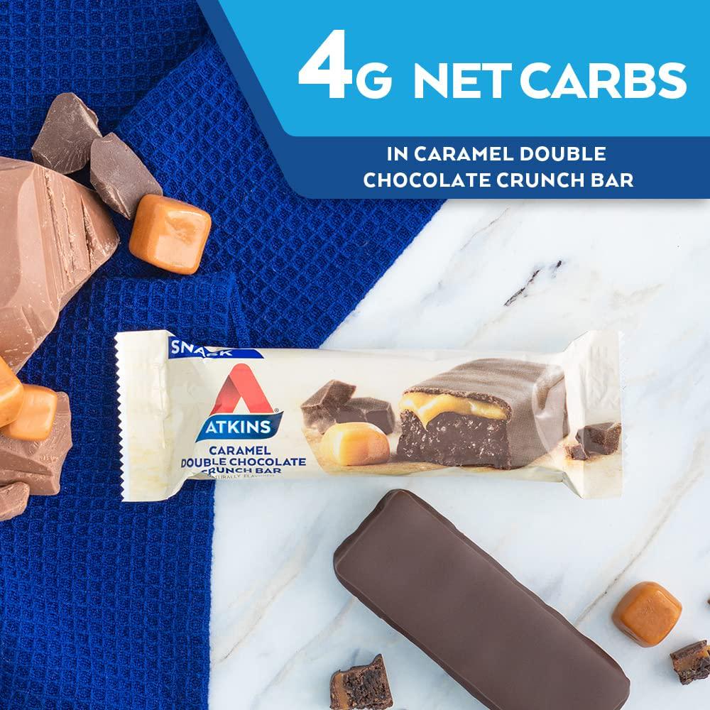 Atkins Snack Bar, Caramel Double Chocolate Crunch, Keto Friendly, 7.76 Ounce, Silver, 5 Count (Pack of 1) (305211)