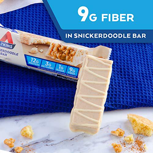 Atkins Snickerdoodle Snack Bar. with B Vitamins and Real Almond Butter. Naturally Flavored. Keto Friendly and Gluten Free. (30 Bars)