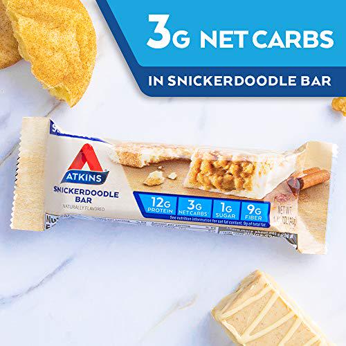 Atkins Snickerdoodle Snack Bar. with B Vitamins and Real Almond Butter. Naturally Flavored. Keto Friendly and Gluten Free. (30 Bars)