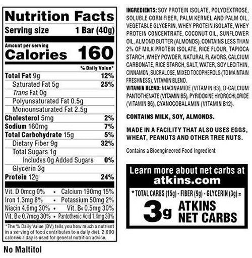 Atkins Snickerdoodle Snack Bar. with B Vitamins and Real Almond Butter. Naturally Flavored. Keto Friendly and Gluten Free. (30 Bars)