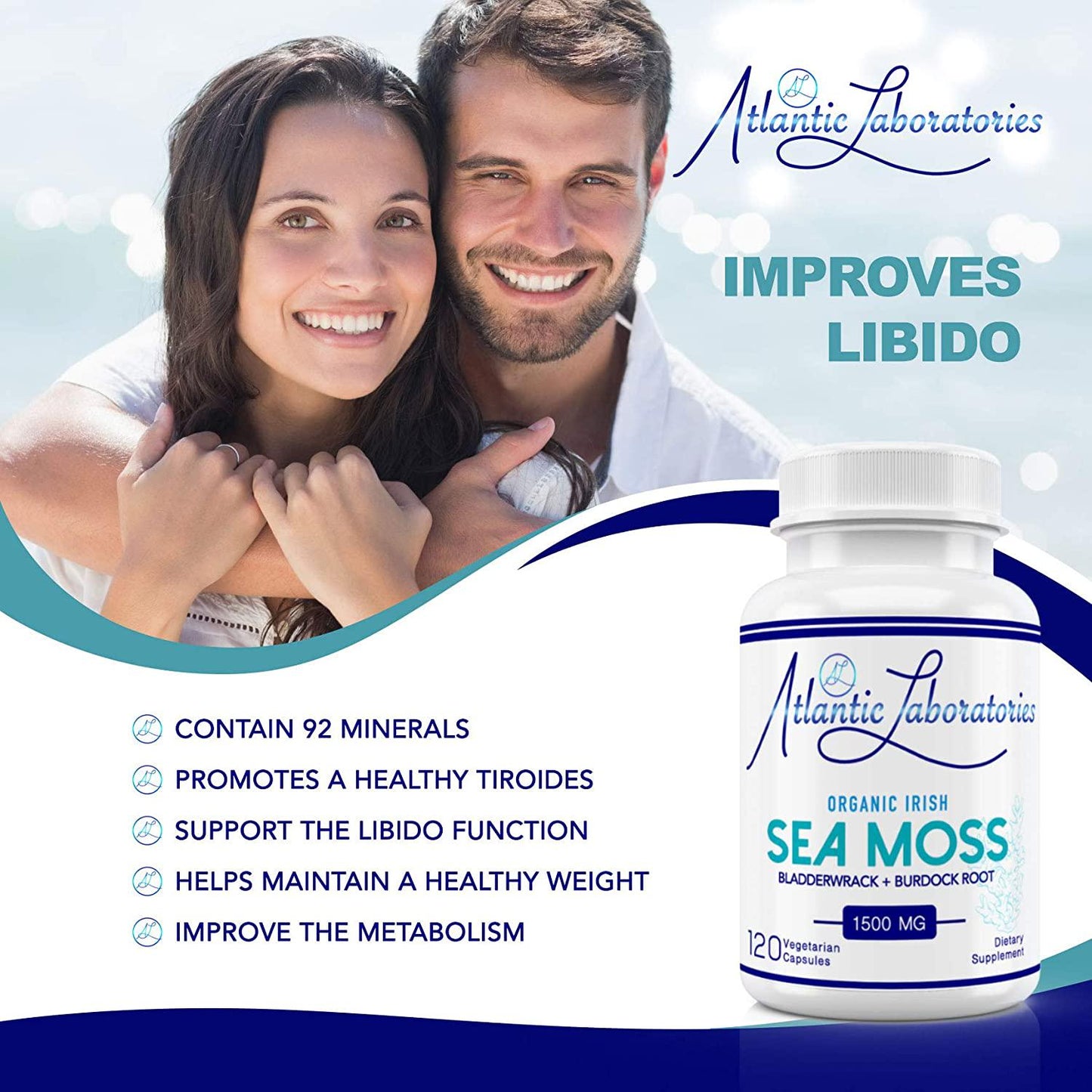 Atlantic Laboratories 2 PK Wildcrafted Organic Irish Sea Moss, Bladderwrack, Burdock Root 240CT