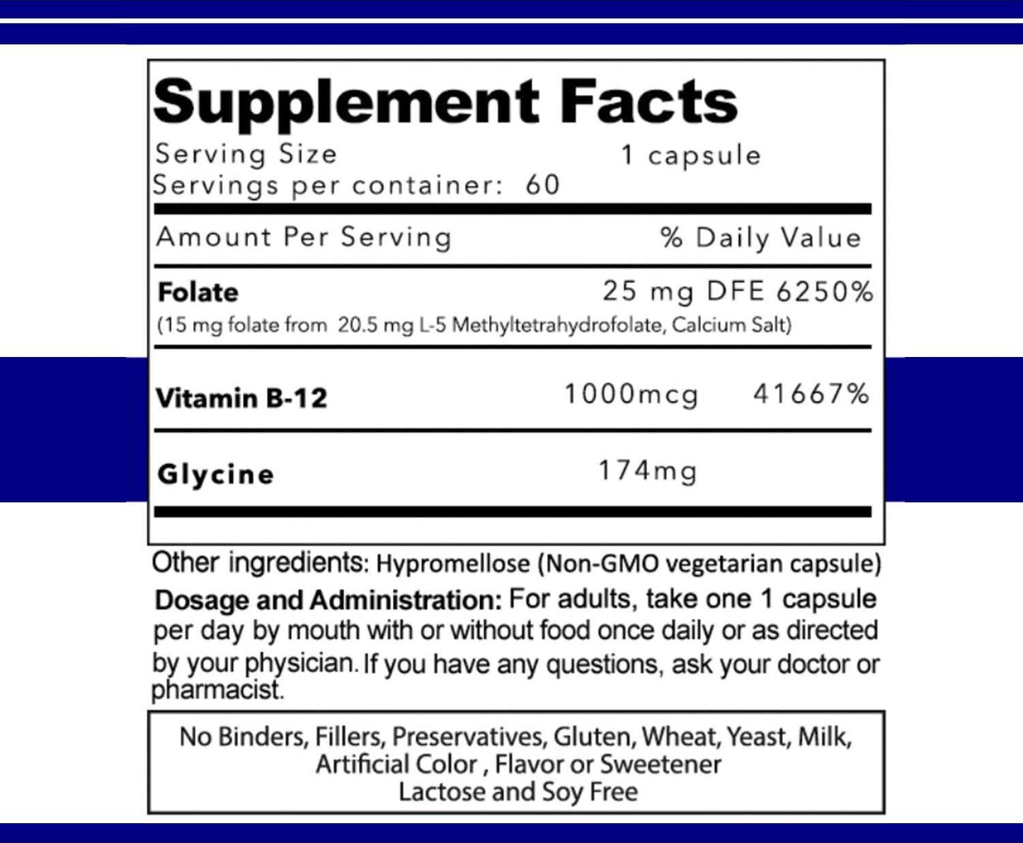 Atlantic Laboratories (5-MTHF) L-Methylfolate 15 mg + B 12 (15000 mcg + 1000 mcg) 60 Vegetarian Capsules - Professional Strength Active Folate, Filler and Gluten Free, Non-GMO