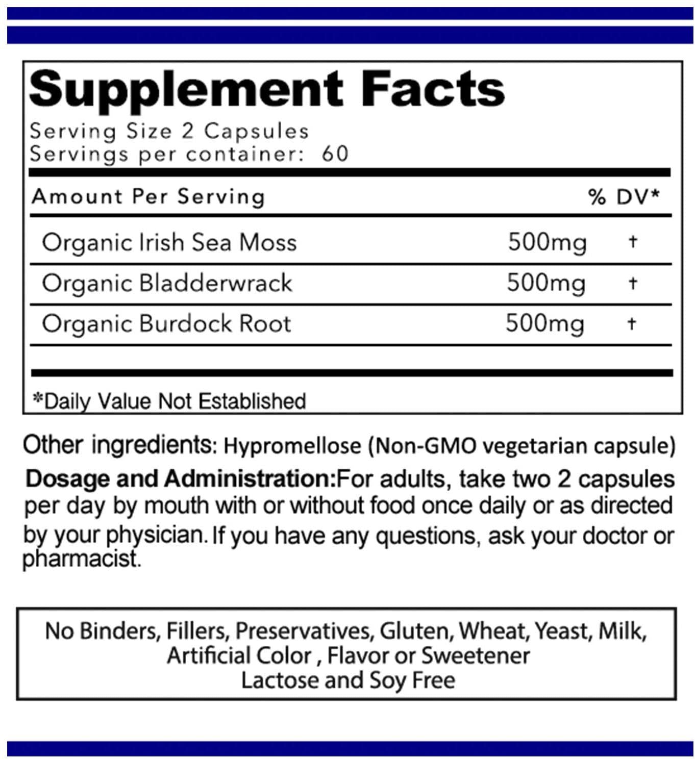 Atlantic Laboratories 2 PK Wildcrafted Organic Irish Sea Moss, Bladderwrack, Burdock Root 240CT
