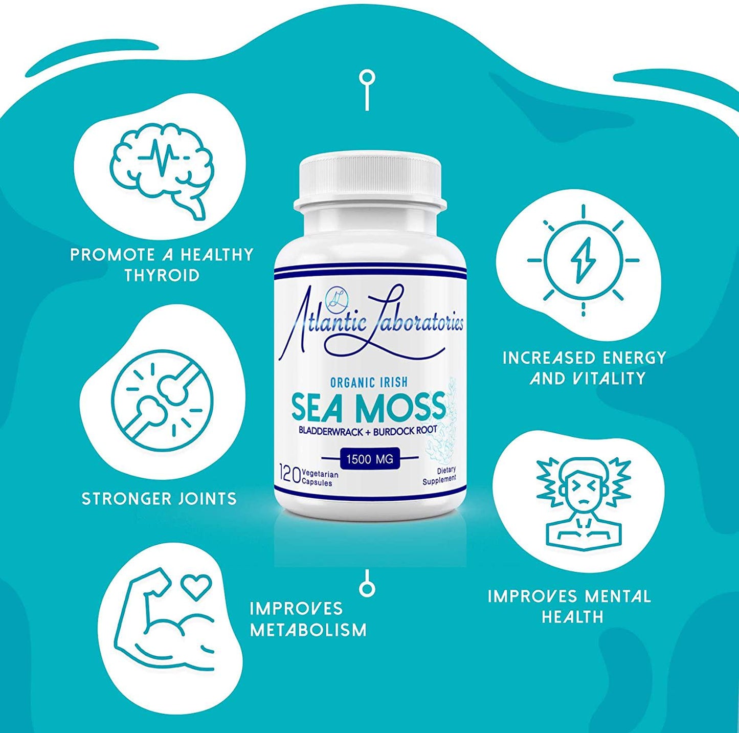 Atlantic Laboratories 2 PK Wildcrafted Organic Irish Sea Moss, Bladderwrack, Burdock Root 240CT