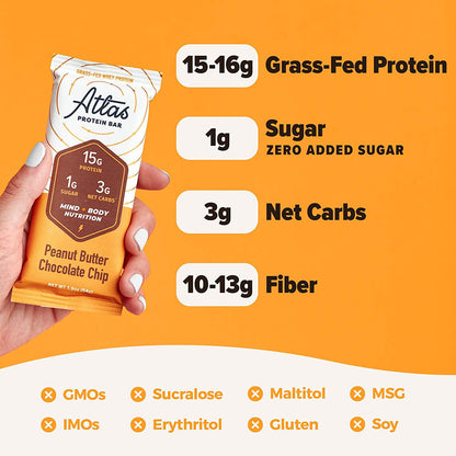 Atlas Mind + Body Keto Protein Bar - Classics Variety Keto Bars - Low Carb Protein Bars - High Fiber Bars - Low Sugar Meal Replacement Bars - Organic Ashwagandha (10-count)