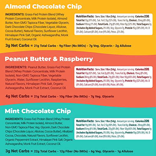 Atlas Mind + Body Keto Protein Bars - Whey + Plant Variety Bundle - Low Carb Protein Bars - High Fiber Vegan Bars and Low Sugar Meal Replacement Bars - Vegan Snacks - Organic Ashwagandha (20 Count)