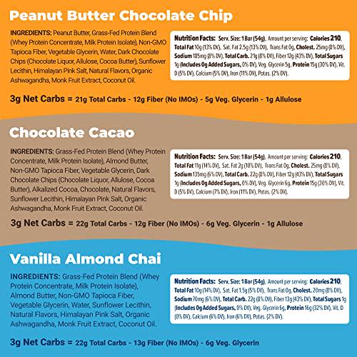 Atlas Mind + Body Keto Protein Bars - Whey + Plant Variety Bundle - Low Carb Protein Bars - High Fiber Vegan Bars and Low Sugar Meal Replacement Bars - Vegan Snacks - Organic Ashwagandha (20 Count)