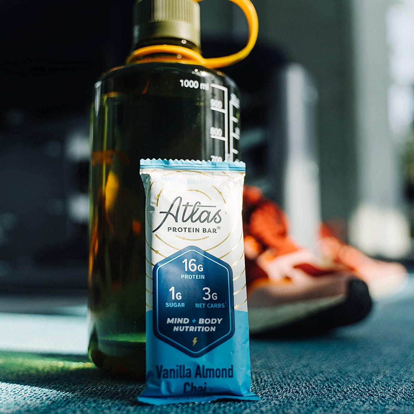 Atlas Protein Bar, Meal Replacement, Keto-Friendly Snack, Grass-Fed Whey, Organic Ashwagandha, Low Sugar, Low Carb, Gluten Free, 10 pack, Vanilla Almond Chai