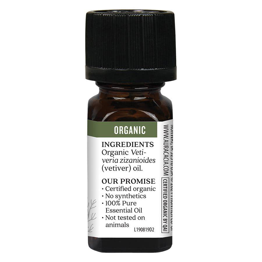 Aura Cacia Organic Pure Vetiver Essential Oil 0.25 fl oz