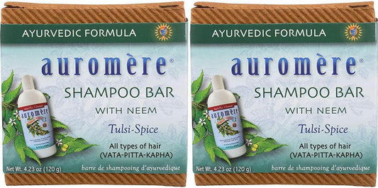 Auromere Ayurvedic Shampoo Bar - Eco Friendly, Handmade, Vegan, Cruelty Free, Natural, Non GMO, All in One Bar for Soap and Shampoo (4.23 oz), 2 pack