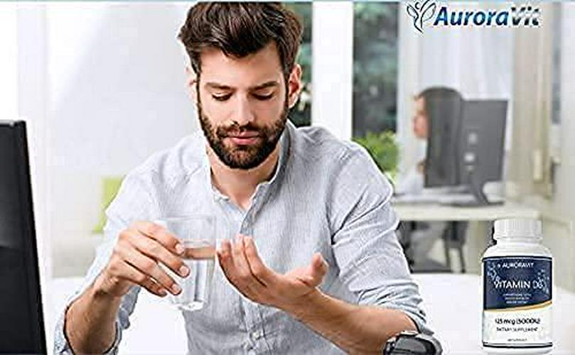 AuroraVit Vitamin d3 5000 IU Organic Softgels Vegan Vitamin D3 Supplements Great for Natural Immune Support Heart Function Healthy Teeth and Bones Immune System Helps in Serotonin Level and Better Mood