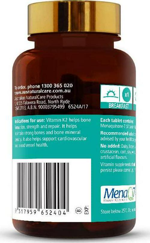 Australian NaturalCare - Everyday Health - 180mcg Vitamin K2 Tablets (90 Count)