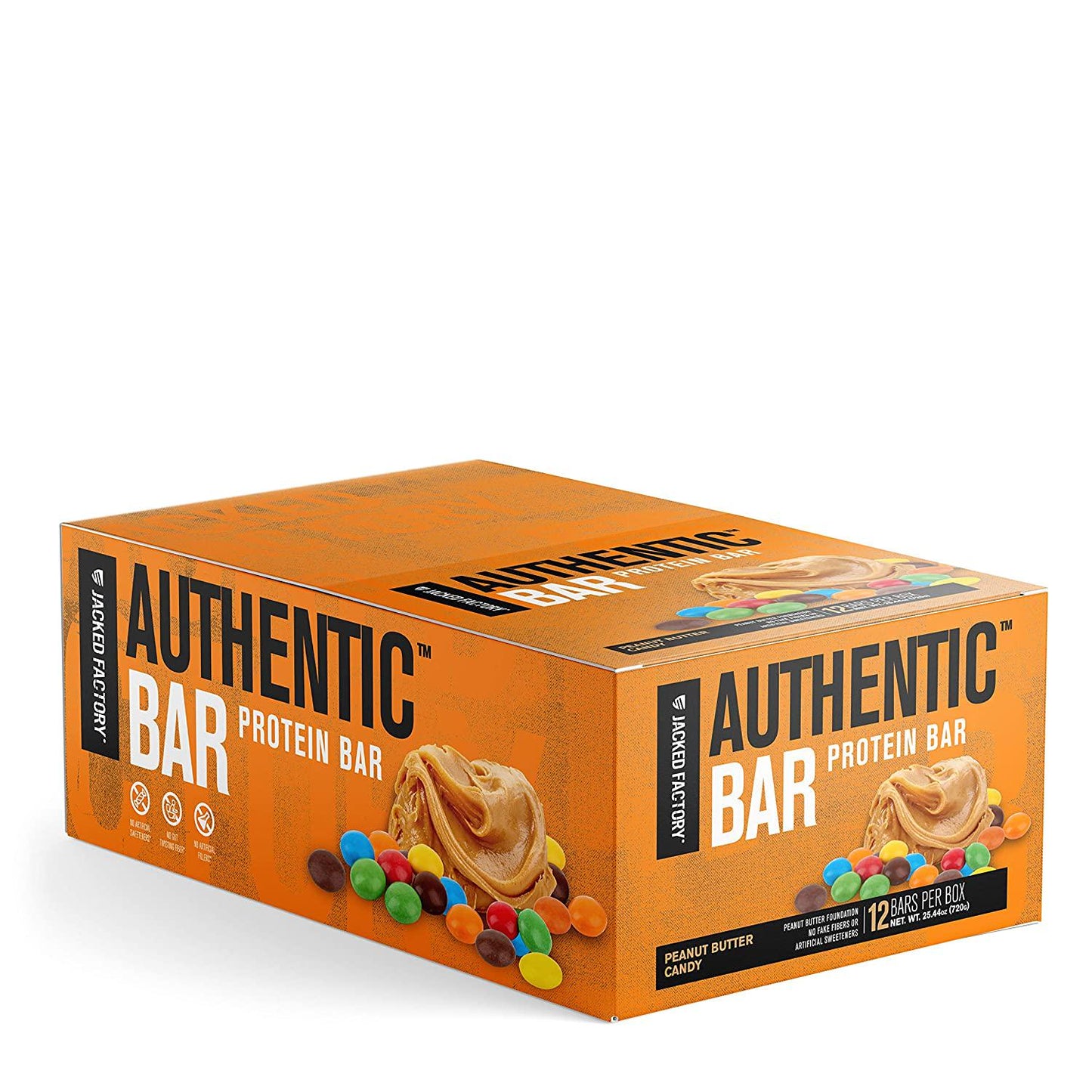 Authentic Bar Peanut Butter Candy Protein Bars - Tasty Meal Replacement Energy Bars w/ 16g Whey Protein Isolate, Natural Sugars from Pure Honey, Healthy Fat Peanut Butter Foundation - 12 Pack