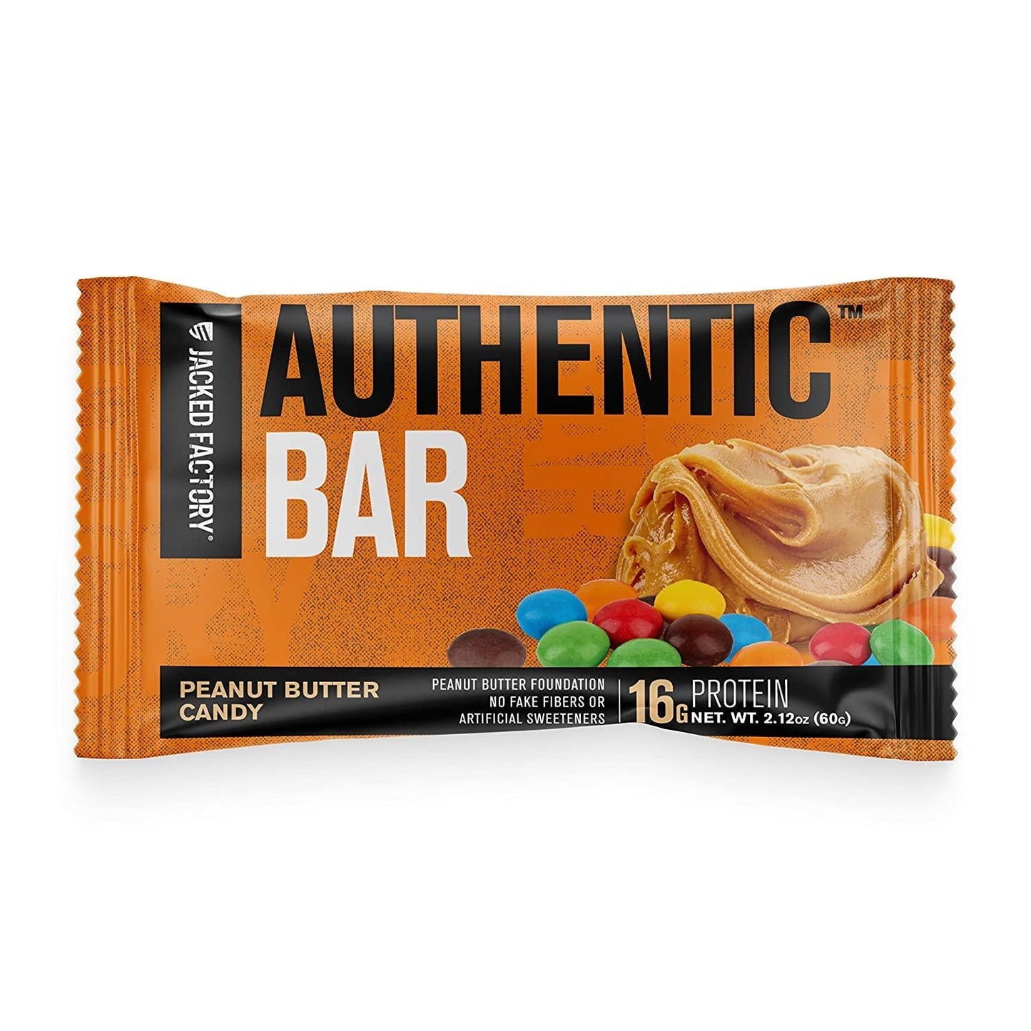 Authentic Bar Peanut Butter Candy Protein Bars - Tasty Meal Replacement Energy Bars w/ 16g Whey Protein Isolate, Natural Sugars from Pure Honey, Healthy Fat Peanut Butter Foundation - 12 Pack