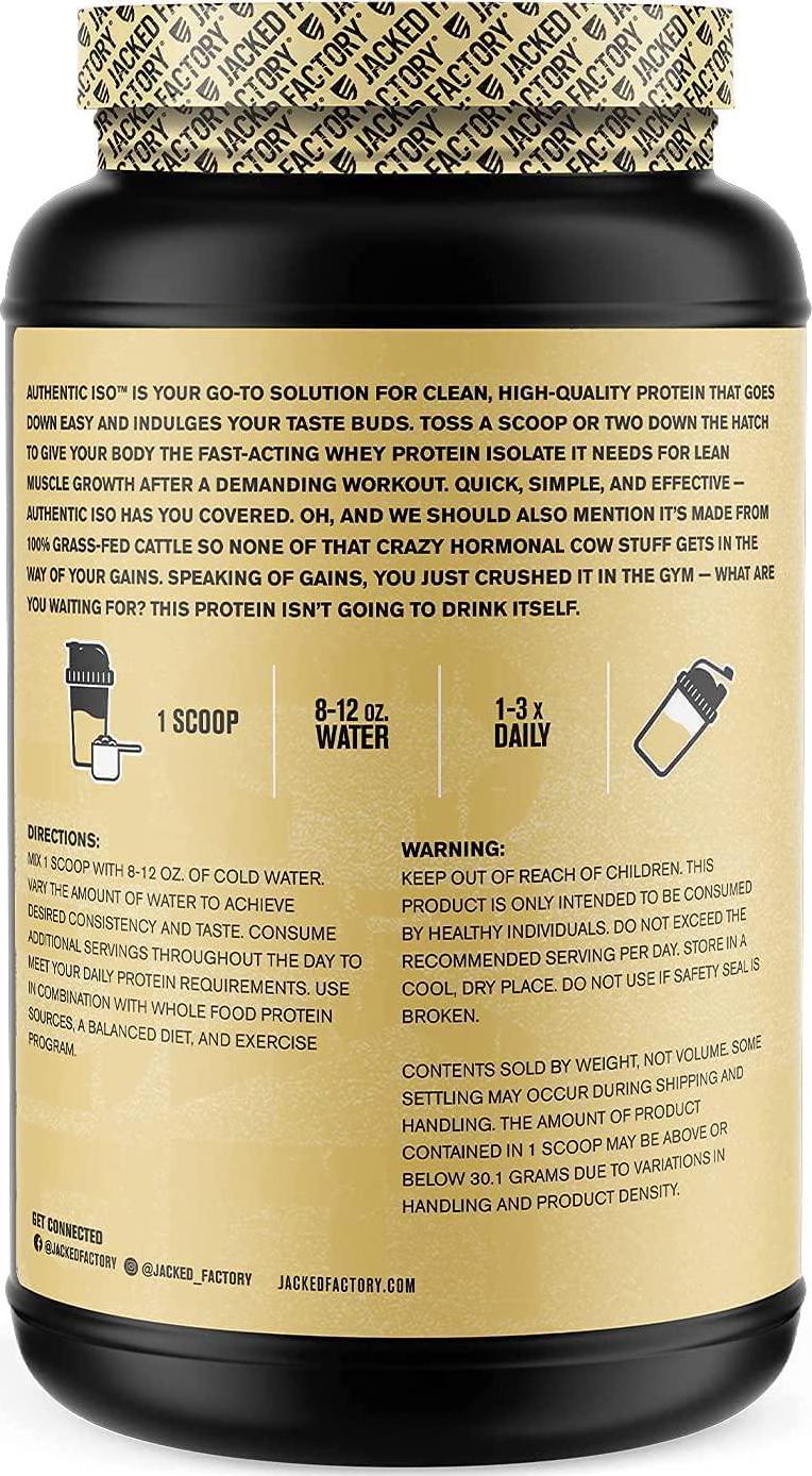 Authentic ISO 100% Grass Fed Muscle Building Whey Protein Isolate Powder - Low Carb, Grass-Fed, Non-GMO, No Fillers, Mixes Perfectly for Post Workout Recovery, Vanilla Ice Cream Flavor - 30 SV…