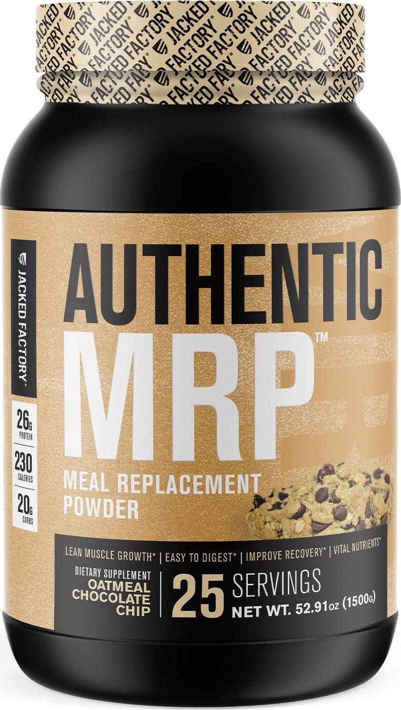 Authentic MRP Meal Replacement Powder - Healthy Shake for Lean Muscle Growth w/Grass Fed Whey Protein Isolate, Complex Carbohydrates, MCT Healthy Fats - Whole Food Supplement, Oatmeal Choc Chip